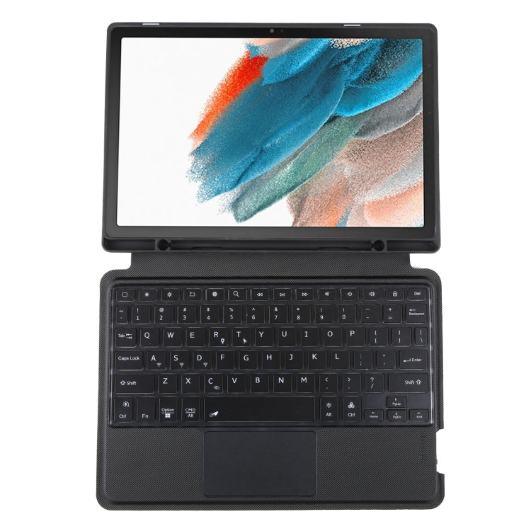 TA08B-AS Pivot Backlight Lower Pen Slot Bluetooth Keyboard Leather Case For Samsung Galaxy Tab A8 10.5/X205/X200(Black) - Samsung Keyboard by buy2fix | Online Shopping UK | buy2fix