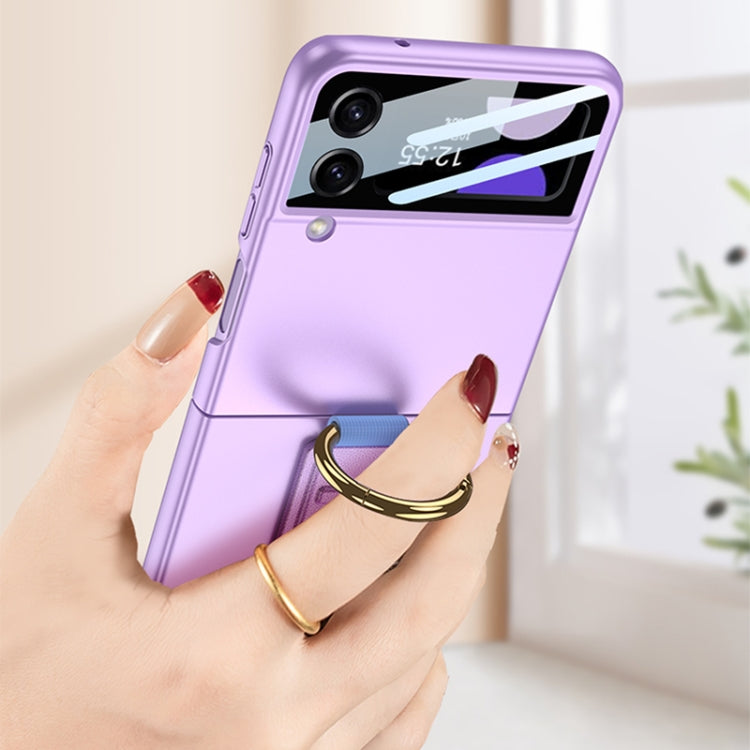 For Samsung Galaxy Z Flip4 5G GKK Integrated Ultrathin Shockproof Phone Case with Ring Wrist Strap(Purple) - Galaxy Z Flip4 5G Cases by GKK | Online Shopping UK | buy2fix