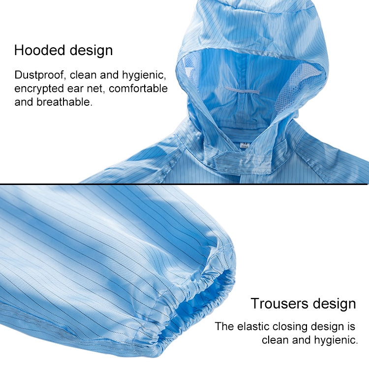 Striped Anti-static Split Hood Dust-proof Work Suit, Size:XL(Blue) - Protective Clothing by buy2fix | Online Shopping UK | buy2fix