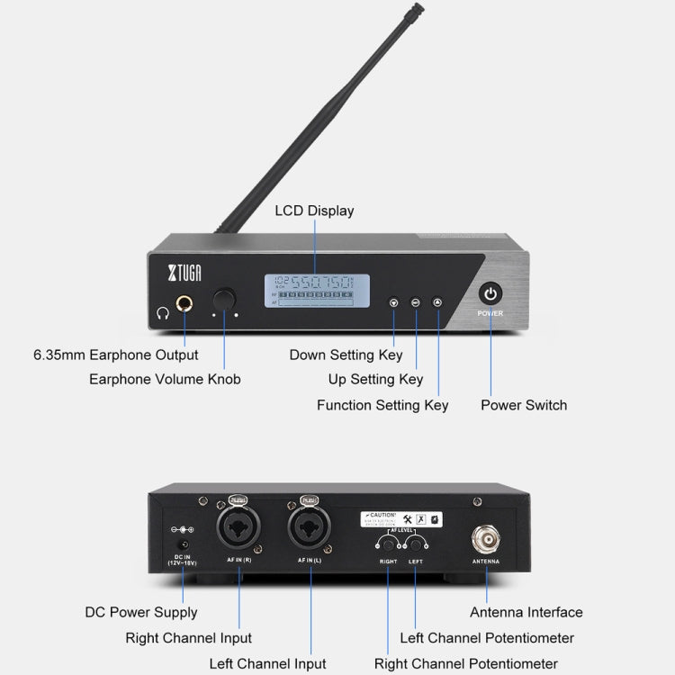 XTUGA  IEM1100 Professional Wireless In Ear Monitor System 1 BodyPacks(EU Plug) - Microphone by XTUGA | Online Shopping UK | buy2fix