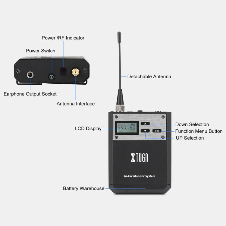 XTUGA  IEM1100 Professional Wireless In Ear Monitor System 5 BodyPacks(AU Plug) - Microphone by XTUGA | Online Shopping UK | buy2fix