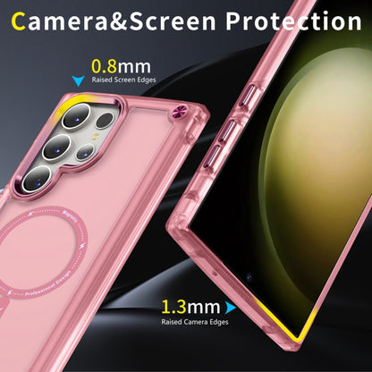 For Samsung Galaxy S22 Ultra 5G Skin Feel TPU + PC MagSafe Magnetic Phone Case(Transparent Pink) - Galaxy S22 Ultra 5G Cases by buy2fix | Online Shopping UK | buy2fix