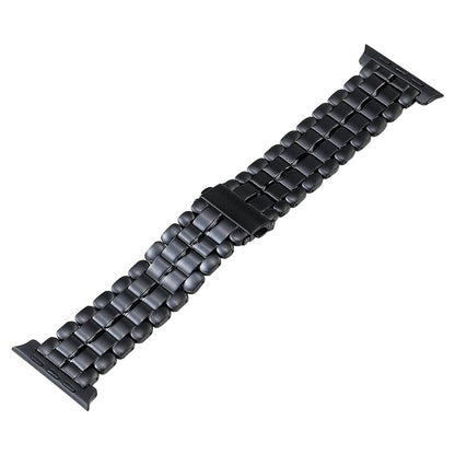 For Apple Watch Series 7 45mm Five Beads Titanium Steel Watch Band(Black) - Watch Bands by buy2fix | Online Shopping UK | buy2fix