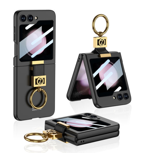 For Samsung Galaxy Z Flip5 GKK Ultra-thin Z Ring Holder PC Phone Case(Black) - Galaxy Z Flip5 Cases by GKK | Online Shopping UK | buy2fix