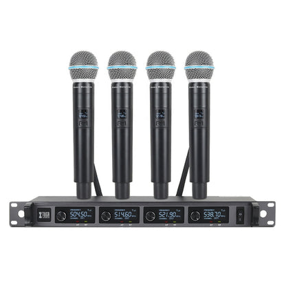 XTUGA A140-H Wireless Microphone System 4 Channel UHF Handheld Microphone(AU Plug) - Microphone by XTUGA | Online Shopping UK | buy2fix