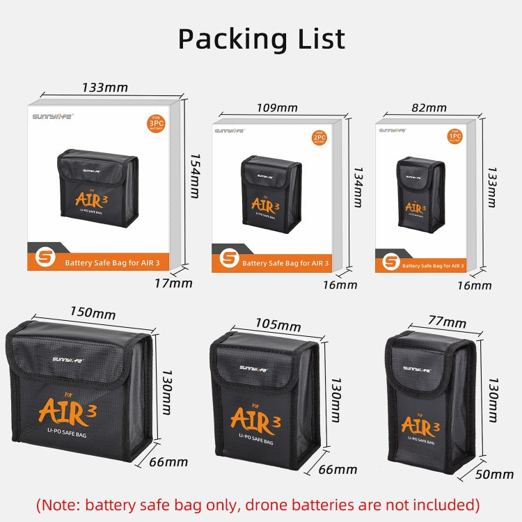 For DJI Air 3 Sunnylife Battery Explosion-proof Safe Bag Protective Li-Po Safe Bag For 1pc Battery - Backpacks & Bags by Sunnylife | Online Shopping UK | buy2fix