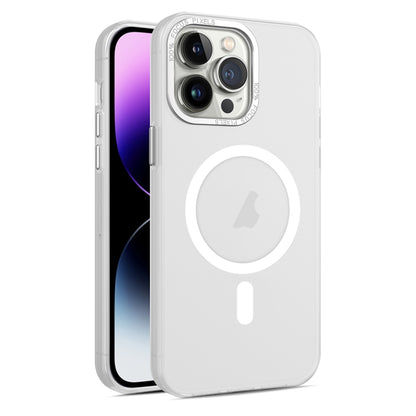 For iPhone 14 Pro MagSafe Frosted Translucent Mist Phone Case(White) - iPhone 14 Pro Cases by buy2fix | Online Shopping UK | buy2fix