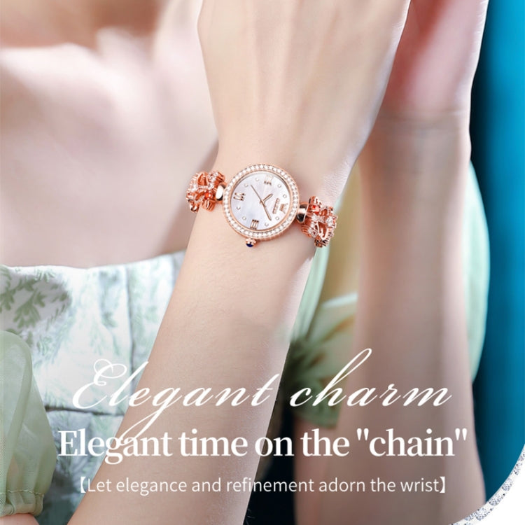 OLEVS 9958 Women Adjustable Drawstring Bracelet Quartz Watch(White + Rose Gold) - Bracelet Watches by OLEVS | Online Shopping UK | buy2fix