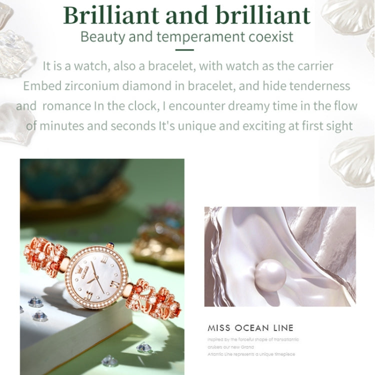 OLEVS 9958 Women Adjustable Drawstring Bracelet Quartz Watch(Green + Rose Gold) - Bracelet Watches by OLEVS | Online Shopping UK | buy2fix