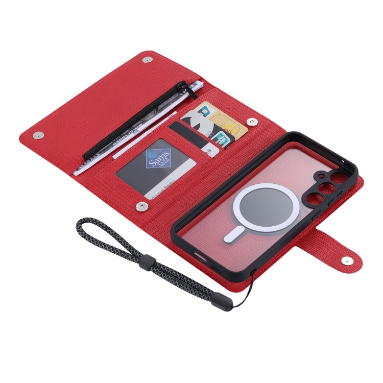 For Samsung Galaxy S23 FE 5G ViLi GHB Series MagSafe Magnetic Zipper Leather Phone Case(Red) - Galaxy S23 FE 5G Cases by ViLi | Online Shopping UK | buy2fix