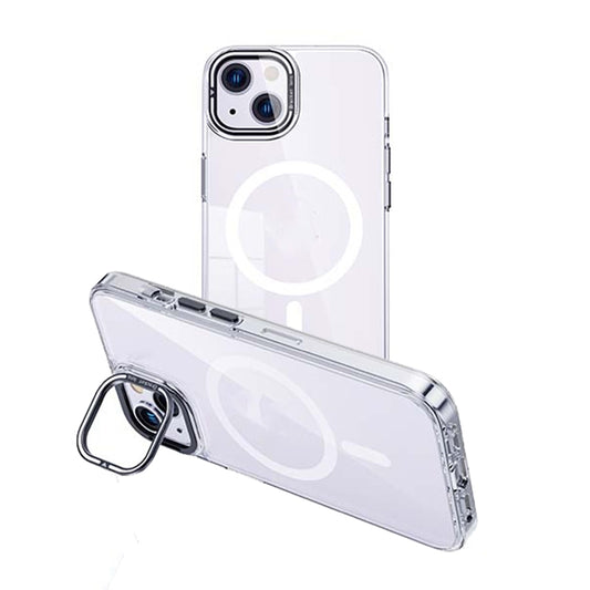 For iPhone 13 MagSafe Magnetic Invisible Holder Transparent Phone Case(Silver) - iPhone 13 Cases by buy2fix | Online Shopping UK | buy2fix