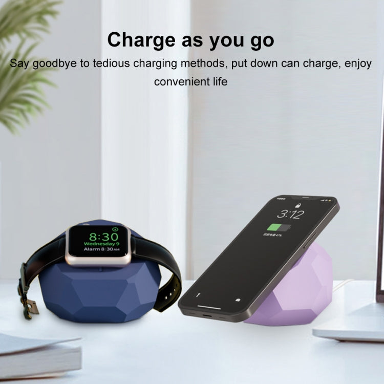 Diamond-shaped 2 in 1 Wireless Charging Silicone Base(Purple) - Charger / Holder by buy2fix | Online Shopping UK | buy2fix