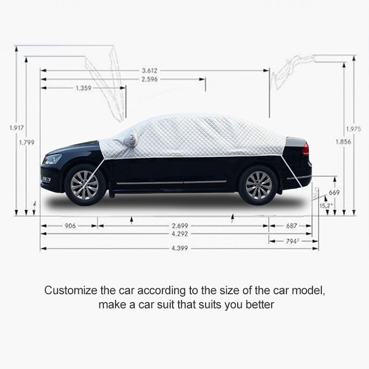 Car Half-cover Car Clothing Sunscreen Heat Insulation Sun Nisor, Aluminum Foil Size: 4.7x1.8x1.7m - Aluminum Film PEVA by buy2fix | Online Shopping UK | buy2fix