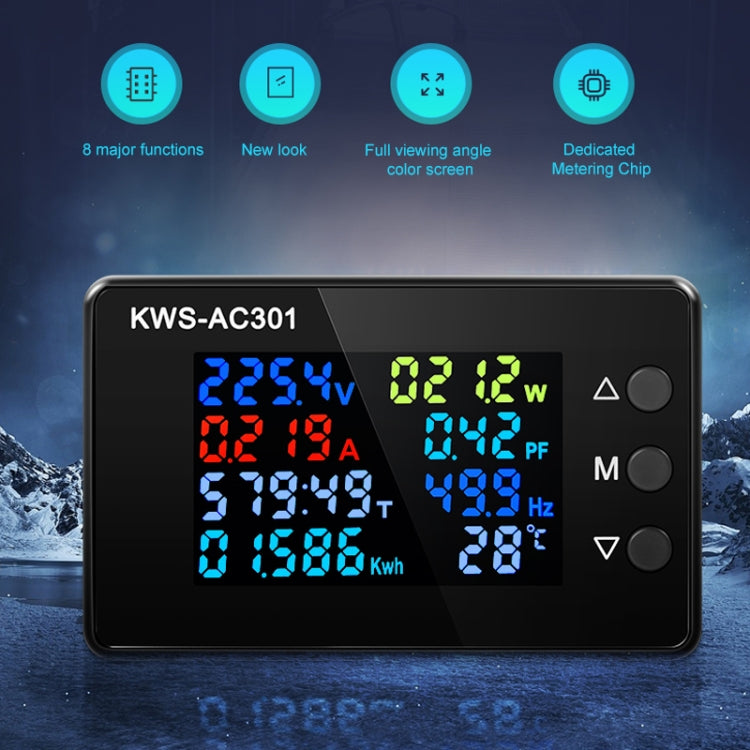 KWS-AC301-100A 50-300V AC Digital Current Voltmeter with Opening Transformer(Black) - Current & Voltage Tester by buy2fix | Online Shopping UK | buy2fix