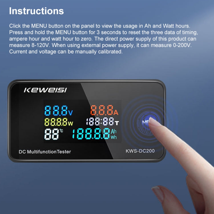 KWS-DC200-10A 8-120V DC Digital Display Voltage Current Watch Built in Shunt(Black) - Current & Voltage Tester by buy2fix | Online Shopping UK | buy2fix