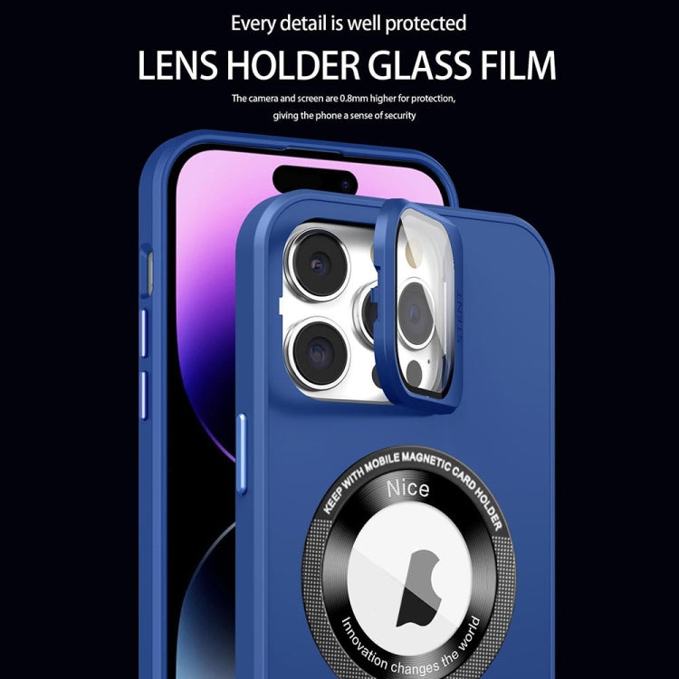 For iPhone 15 Pro Max Skin Feel Magnifier MagSafe Lens Holder Phone Case(Royal Blue) - iPhone 15 Pro Max Cases by buy2fix | Online Shopping UK | buy2fix