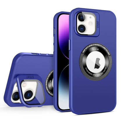 For iPhone 11 Skin Feel Magnifier MagSafe Lens Holder Phone Case(Purple) - iPhone 11 Cases by buy2fix | Online Shopping UK | buy2fix