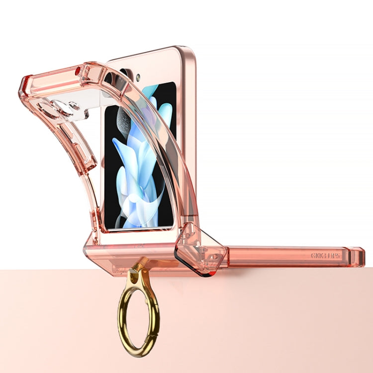 For Samsung Galaxy Z Flip5 Gkk Airbag Hinge Silicone Phone Case with Ring Holder(Transparent Orange) - Galaxy Z Flip5 Cases by GKK | Online Shopping UK | buy2fix
