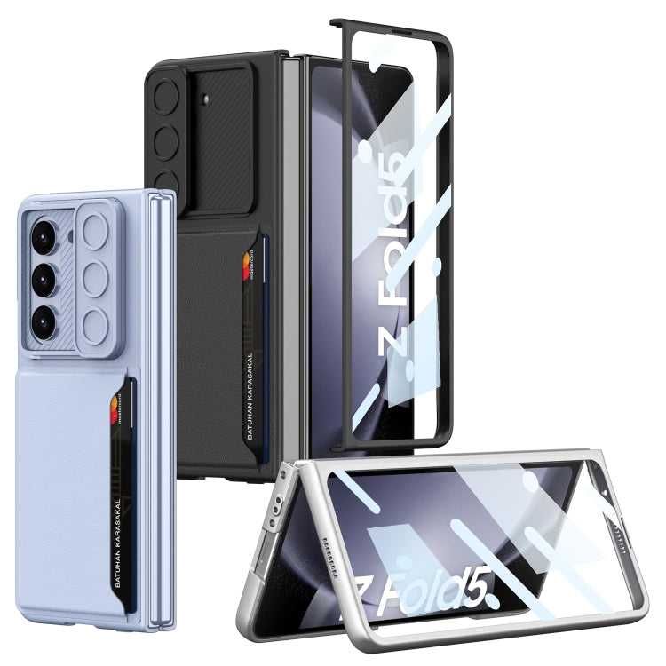 For Samsung Galaxy Z Fold5 GKK Integrated Ultra-thin Sliding Window Folding Phone Case with Card Holder(Silver) - Galaxy Z Fold5 Cases by GKK | Online Shopping UK | buy2fix