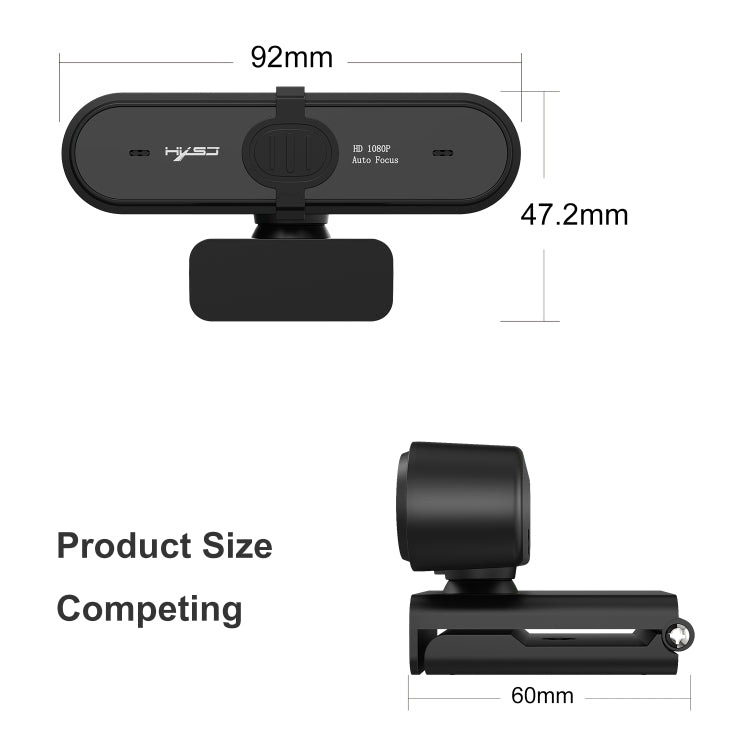 HXSJ S6 HD 1080P 95 Degree Wide-angle High-definition Computer Camera with Microphone(Black) - HD Camera by HXSJ | Online Shopping UK | buy2fix