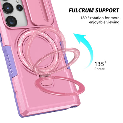 For Samsung Galaxy S23 Ultra 5G Sliding Camshield Magsafe Holder TPU Hybrid PC Phone Case(Purple Pink) - Galaxy S23 Ultra 5G Cases by buy2fix | Online Shopping UK | buy2fix