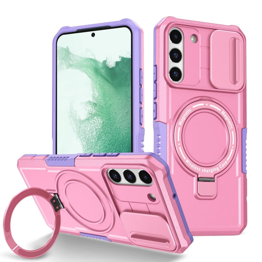 For Samsung Galaxy S22+ 5G Sliding Camshield Magsafe Holder TPU Hybrid PC Phone Case(Purple Pink) - Galaxy S22+ 5G Cases by buy2fix | Online Shopping UK | buy2fix