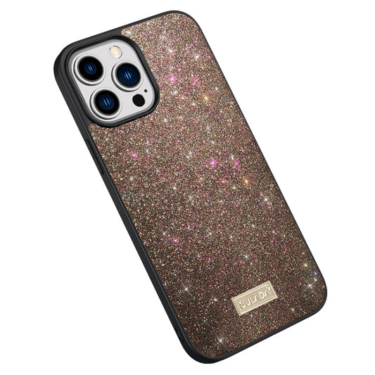 For iPhone 15 Pro Max SULADA Glittery PC + TPU + Handmade Leather Phone Case(Colorful) - iPhone 15 Pro Max Cases by SULADA | Online Shopping UK | buy2fix