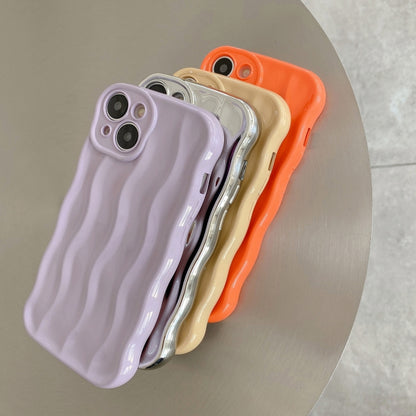 For iPhone 15 Pro Max Wave Texture Bright TPU Phone Case(Purple) - iPhone 15 Pro Max Cases by buy2fix | Online Shopping UK | buy2fix