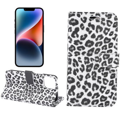 For iPhone 15 Leopard Pattern Horizontal Flip Leather Phone Case(White) - iPhone 15 Pro Max Cases by buy2fix | Online Shopping UK | buy2fix