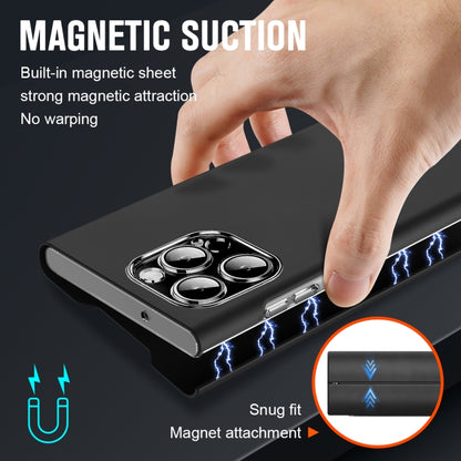 For iPhone 15 Pro Max Magnetic Napa Texture Leather Phone Case with Holder(Black) - iPhone 15 Pro Max Cases by buy2fix | Online Shopping UK | buy2fix