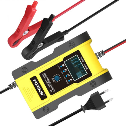 FOXSUR 12V-24V Car Motorcycle Repair Battery Charger AGM Charger Color:Yellow(EU Plug) - In Car by FOXSUR | Online Shopping UK | buy2fix