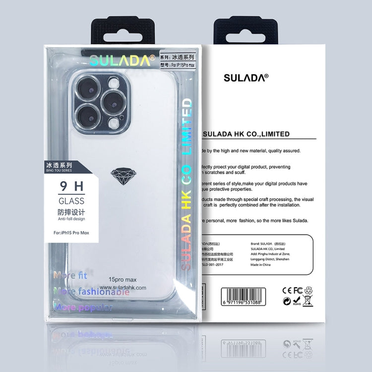 For iPhone 15 Pro Max SULADA TPU Frame + Tempered Glass Transparent Phone Case(Blue) - iPhone 15 Pro Max Cases by SULADA | Online Shopping UK | buy2fix