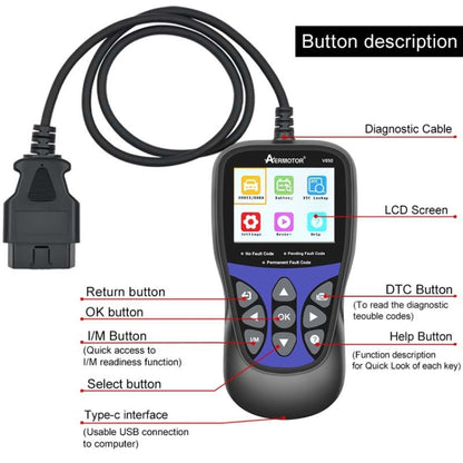 AERMOTOR V850 Car OBD2 Code Reader Diagnostic Scan Tool(Black) - Code Readers & Scan Tools by buy2fix | Online Shopping UK | buy2fix