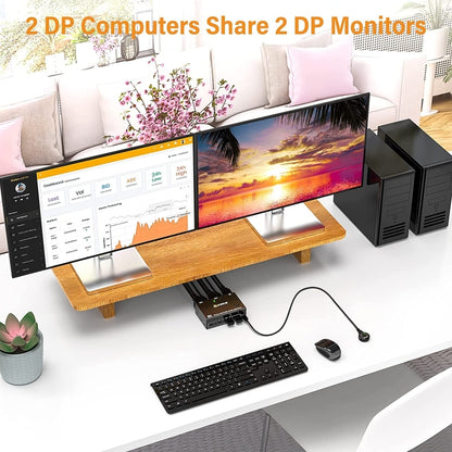 KC-KVM202DP 4K 60Hz USB3.0 DP Dual Monitors KVM Switch - Switch by buy2fix | Online Shopping UK | buy2fix