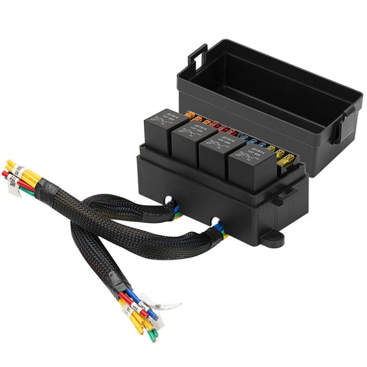 12V 4 Pin Car Modified 12 Slots Relay Fuse Box with Cable - Fuse by buy2fix | Online Shopping UK | buy2fix