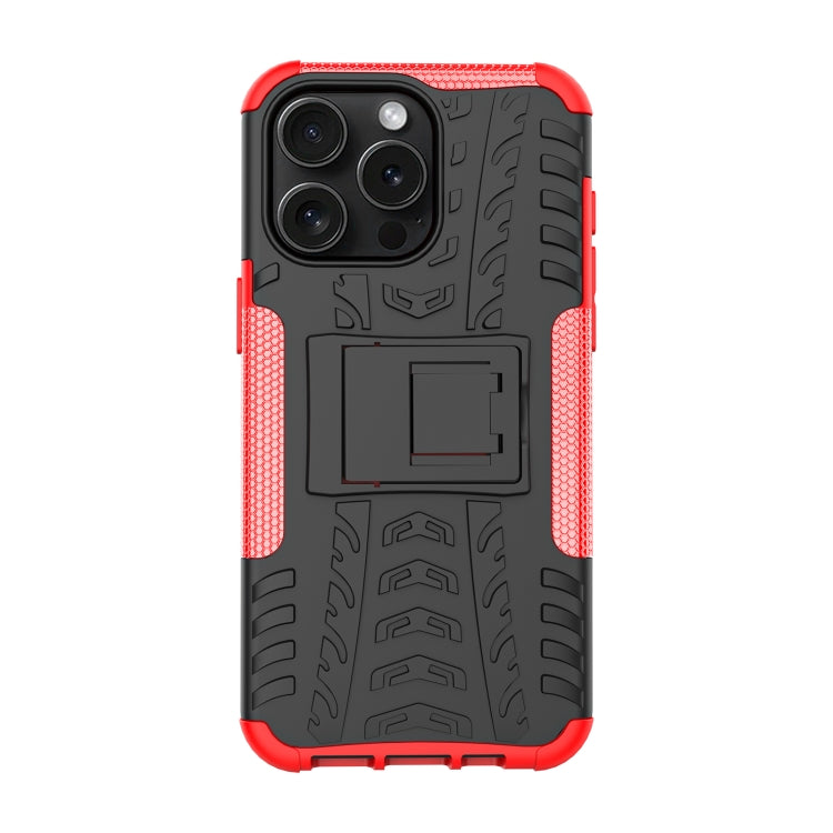 For  iPhone 15 Pro Max Tire Texture TPU + PC Phone Case with Holder(Red) - iPhone 15 Pro Max Cases by buy2fix | Online Shopping UK | buy2fix