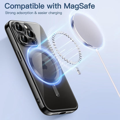 For iPhone 14 Pro Max Magsafe Magnetic Transparent Electroplated TPU Phone Case(Black) - iPhone 14 Pro Max Cases by buy2fix | Online Shopping UK | buy2fix