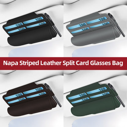 3073 Napa Texture Leather Car Removable Glasses Storage Bag(Brown) - Sunglasses & Glasses Clips by buy2fix | Online Shopping UK | buy2fix