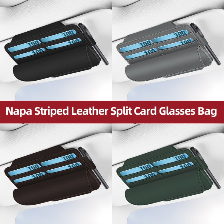 3073 Napa Texture Leather Car Removable Glasses Storage Bag(Grey) - Sunglasses & Glasses Clips by buy2fix | Online Shopping UK | buy2fix