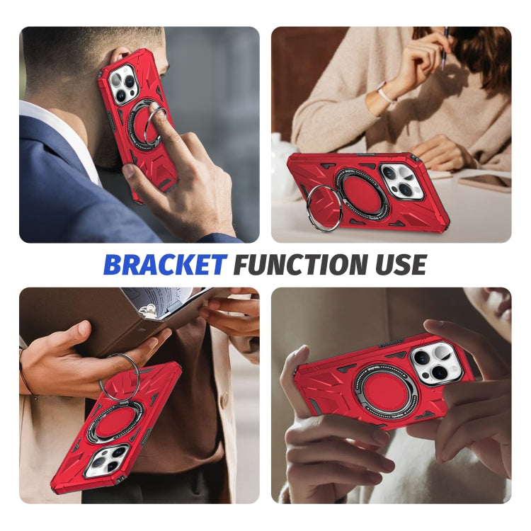 For iPhone 15 Pro MagSafe Magnetic Shockproof Phone Case with Ring Holder(Red) - iPhone 15 Pro Cases by buy2fix | Online Shopping UK | buy2fix