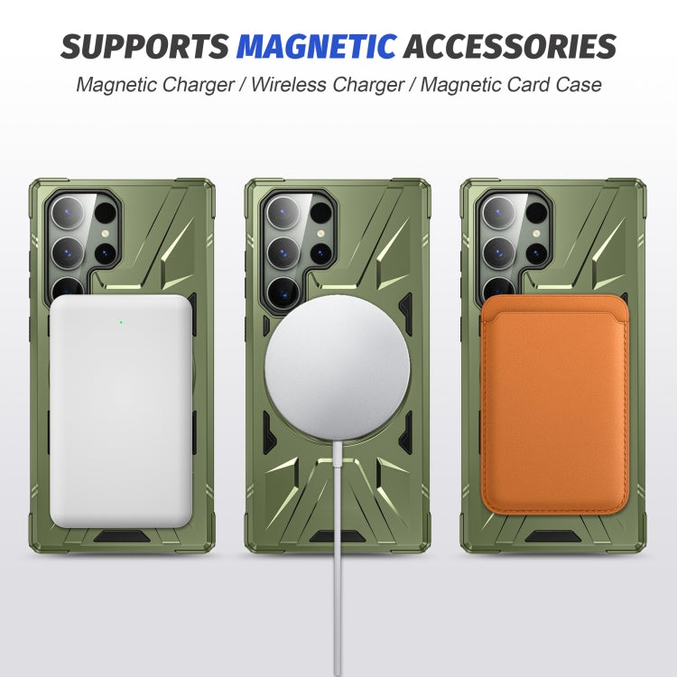 For Samsung Galaxy S23 Ultra 5G MagSafe Magnetic Shockproof Phone Case with Ring Holder(Dark Green) - Galaxy S23 Ultra 5G Cases by buy2fix | Online Shopping UK | buy2fix