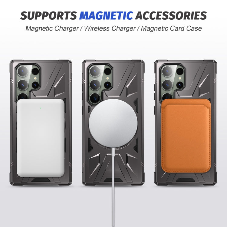 For Samsung Galaxy S24 Ultra 5G MagSafe Magnetic Shockproof Phone Case with Ring Holder(Dark Grey) - Galaxy S24 Ultra 5G Cases by buy2fix | Online Shopping UK | buy2fix