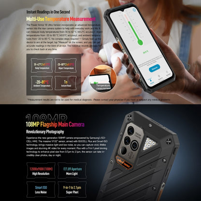 Ulefone Power Armor 18 Ultra Version 5G Thermometer Rugged Phone, 12GB+512GB, Side Fingerprint, 6.58 inch Android 13 MediaTek Dimensity 7050 Octa Core up to 2.6GHz, Network: 5G, NFC, OTG(Black) - Ulefone by Ulefone | Online Shopping UK | buy2fix