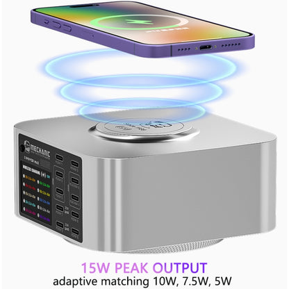 Mechanic X-Power Series Multiport Digital Display USB Charger Station with Wireless Charging, Total Power:200W(EU Plug) - Dock Charger by MECHANIC | Online Shopping UK | buy2fix