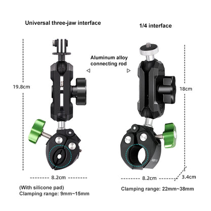 RUIGPRO Crab Clamp Action Camera Bracket 3-claw Ball Head Mount with Rod - Holder by RUIGPRO | Online Shopping UK | buy2fix