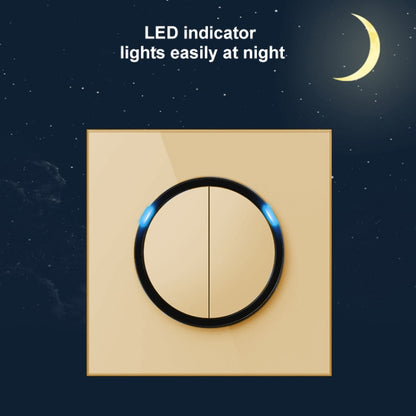 86mm Round LED Tempered Glass Switch Panel, Gold Round Glass, Style:Four Open Dual Control - Consumer Electronics by buy2fix | Online Shopping UK | buy2fix