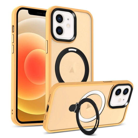 For iPhone 12 MagSafe Holder Skin-feel PC Hybrid TPU Phone Case(Orange) - iPhone 12 / 12 Pro Cases by buy2fix | Online Shopping UK | buy2fix