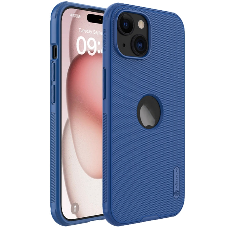 For iPhone 15 NILLKIN Super Frosted Shield Pro Phone Protective Case With LOGO Cutout(Blue) - iPhone 15 Cases by NILLKIN | Online Shopping UK | buy2fix