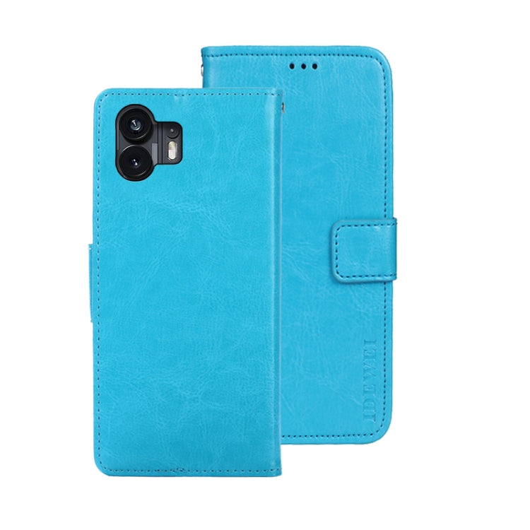 For Nothing Phone 2 idewei Crazy Horse Texture Leather Phone Case with Holder(Sky Blue) - More Brand by idewei | Online Shopping UK | buy2fix