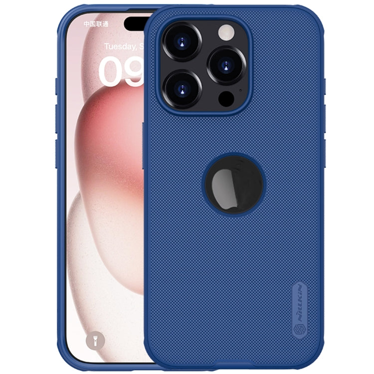 For iPhone 15 Pro NILLKIN Super Frosted Shield Pro Phone Protective Case With LOGO Cutout(Blue) - iPhone 15 Pro Cases by NILLKIN | Online Shopping UK | buy2fix